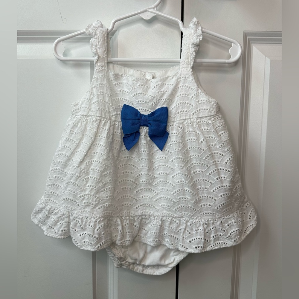 Jamie and Jack White Eyelet Dress Romper (Size 12-18 Months)
